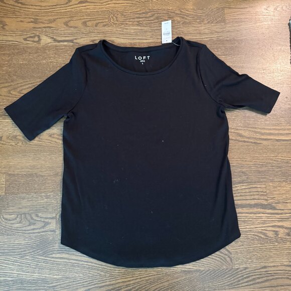 NWT Ann Taylor LOFT Black T shirt top size Large L - Picture 1 of 3